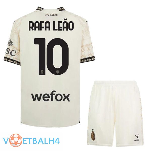 AC Milan (Rafa Leão 10) kinderen voetbal jersey vierde geel 2023/2024