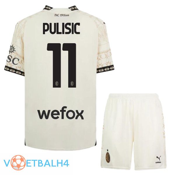 AC Milan (Pulisic 11) kinderen voetbal jersey vierde geel 2023/2024