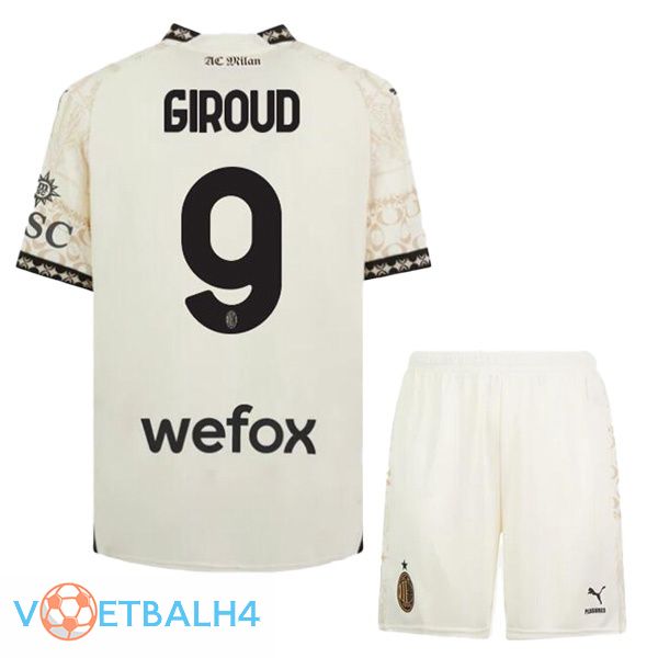 AC Milan (Giroud 9) kinderen voetbal jersey vierde geel 2023/2024