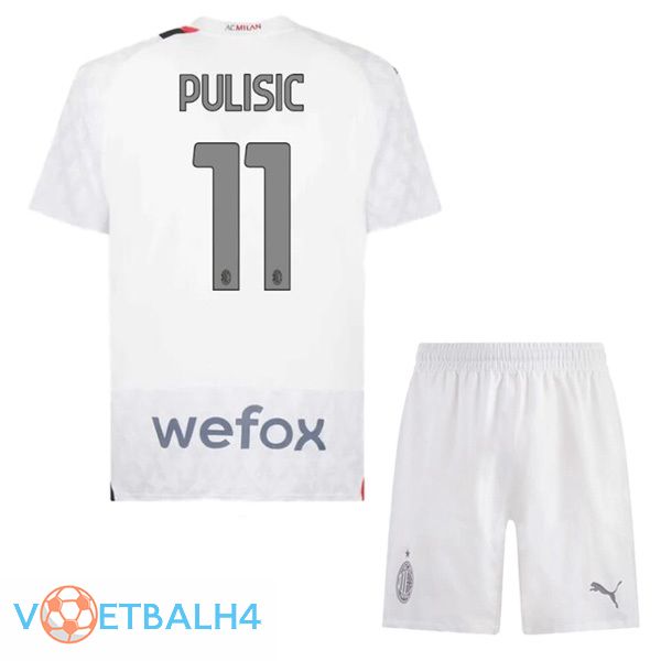 AC Milan (Pulisic 11) kinderen uit voetbal jersey wit 2023/2024