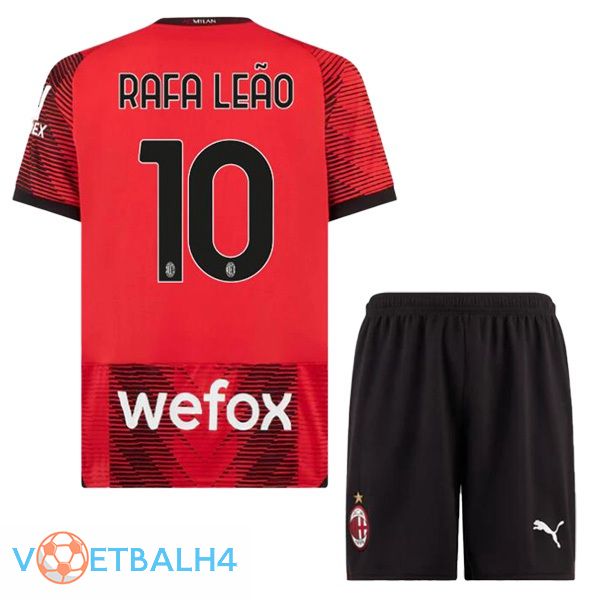 AC Milan (Rafa Leão 10) kinderen thuis voetbal jersey rood 2023/2024