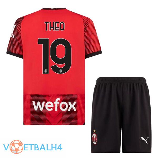 AC Milan (Theo 19) kinderen thuis voetbal jersey rood 2023/2024