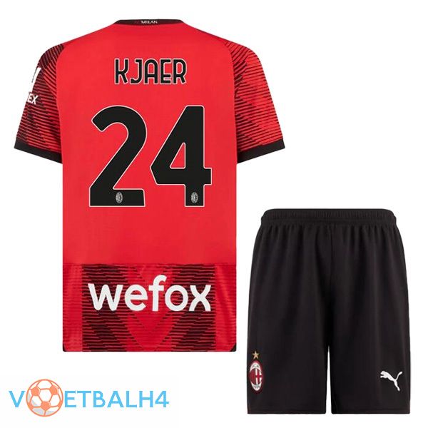 AC Milan (Kjaer 24) kinderen thuis voetbal jersey rood 2023/2024