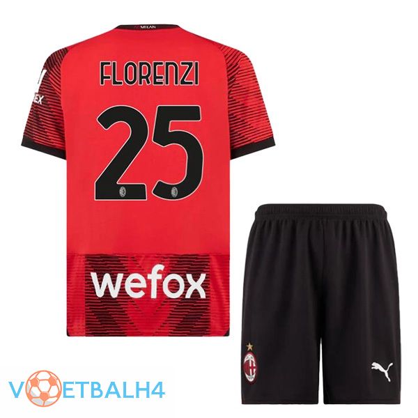 AC Milan (Florenzi 25) kinderen thuis voetbal jersey rood 2023/2024