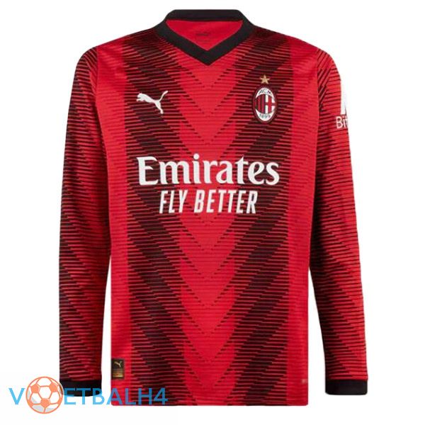 AC Milan voetbal jersey thuis lange mouwrood 2023/2024