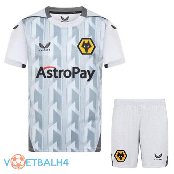 Wolves kinderen voetbal jerseys derde wit grijs 2022-2023