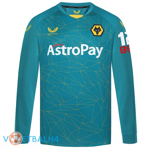 Wolves voetbal jersey uit lange mouwblauw 2022/2023