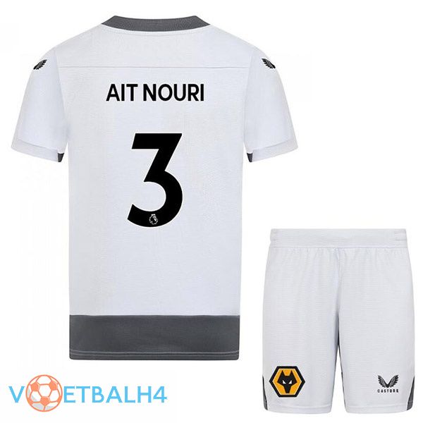 Wolves (AIT-NOURI 3) kinderen voetbal jerseys derde wit grijs 2022-2023