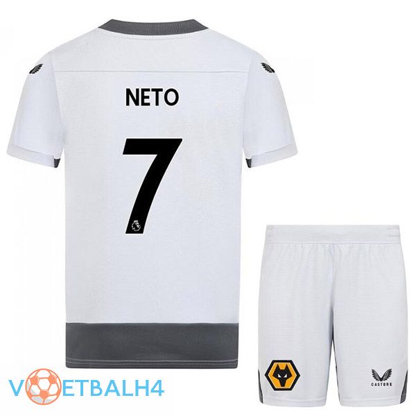 Wolves (NETO 7) kinderen voetbal jerseys derde wit grijs 2022-2023