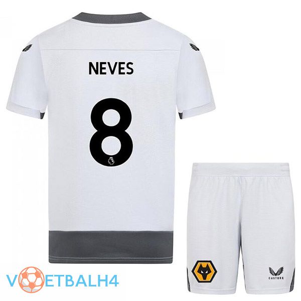 Wolves (NEVES 8) kinderen voetbal jerseys derde wit grijs 2022-2023