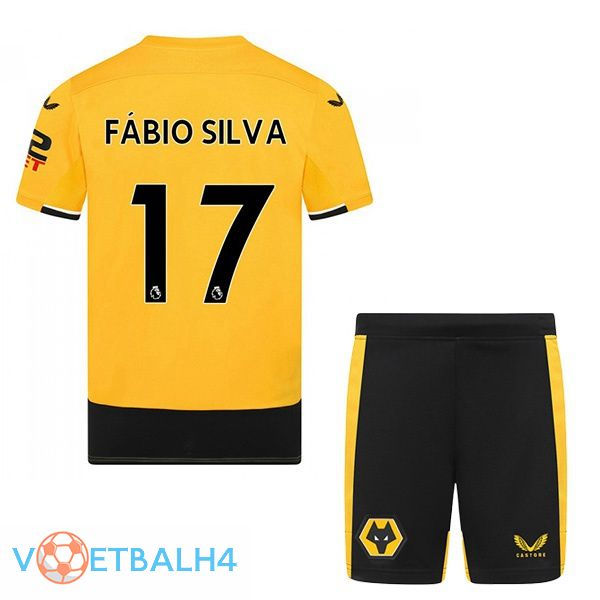 Wolves (FABIO SILVA 17) kinderen voetbal jerseys thuis geel 2022-2023