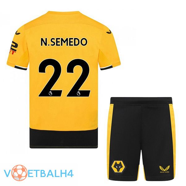 Wolves (N. SEMEDO 22) kinderen voetbal jerseys thuis geel 2022-2023