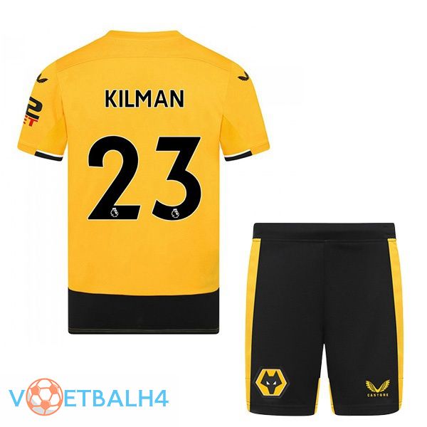 Wolves (KILMAN 23) kinderen voetbal jerseys thuis geel 2022-2023