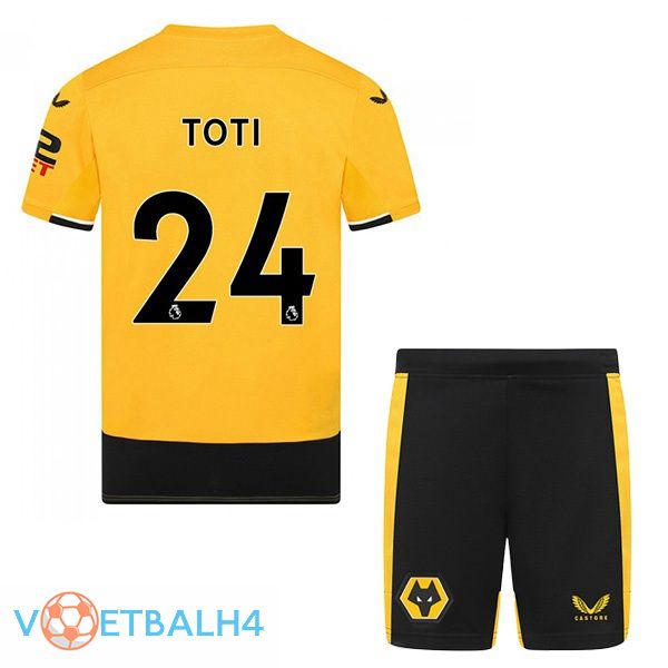 Wolves (TOTI 24) kinderen voetbal jerseys thuis geel 2022-2023