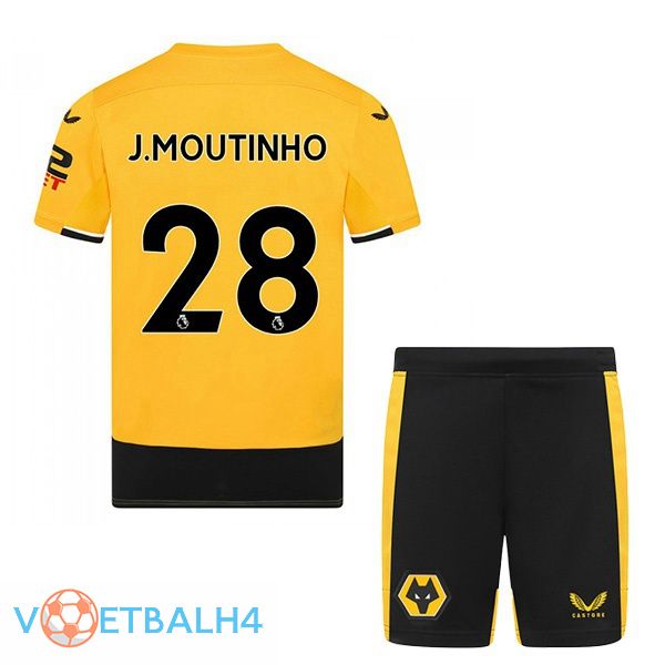 Wolves (J. MOUTINHO 28) kinderen voetbal jerseys thuis geel 2022-2023