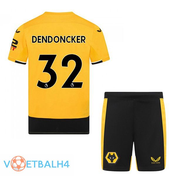 Wolves (DENDONCKER 32) kinderen voetbal jerseys thuis geel 2022-2023