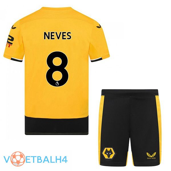 Wolves (NEVES 8) kinderen voetbal jerseys thuis geel 2022-2023