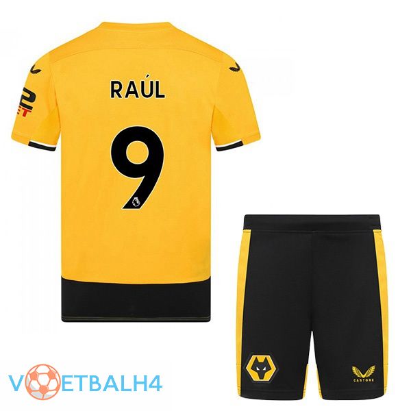 Wolves (RAUL 9) kinderen voetbal jerseys thuis geel 2022-2023