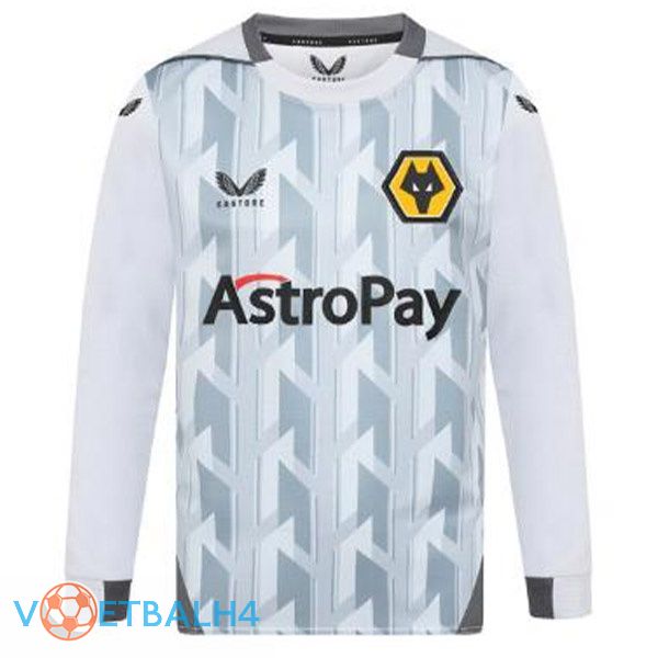 Wolves voetbal jerseys derde lange mouwwit grijs 2022-2023