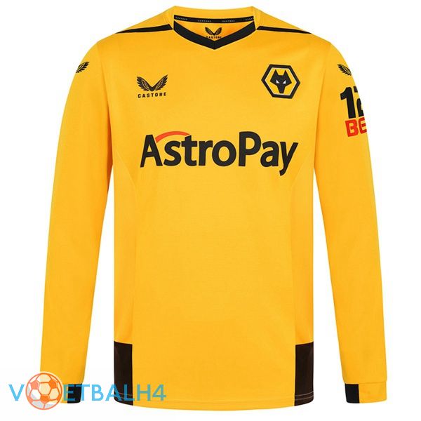 Wolves voetbal jerseys thuis lange mouwgeel 2022-2023