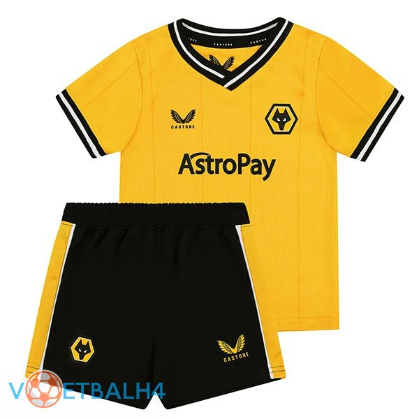 Wolves kinderen voetbal jersey thuis geel 2023/2024