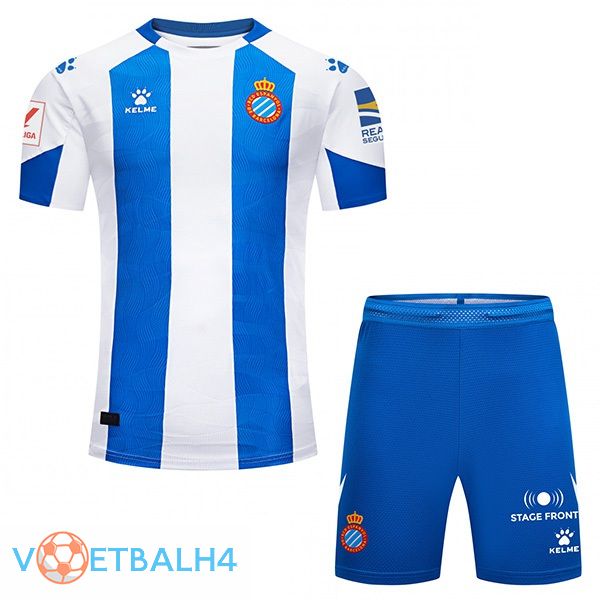 RCD Espanyol kinderen voetbal jersey thuis blauw wit 2023/2024