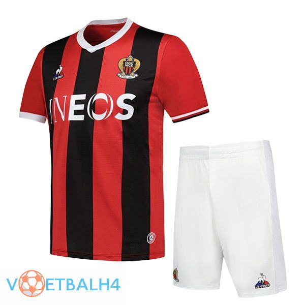 OGC Nice kinderen voetbal jersey thuis rood zwart 2023/2024