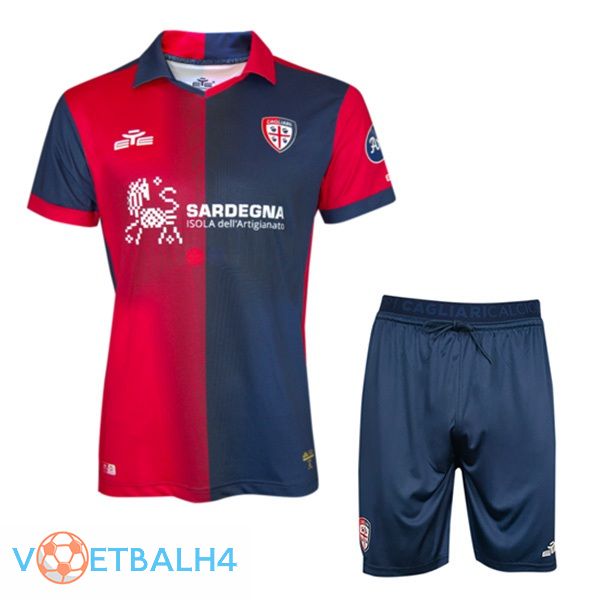 Cagliari Calcio kinderen voetbal jersey thuis rood blauw 2023/2024