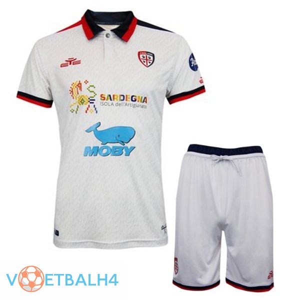 Cagliari Calcio kinderen uit voetbal jersey wit 2023/2024