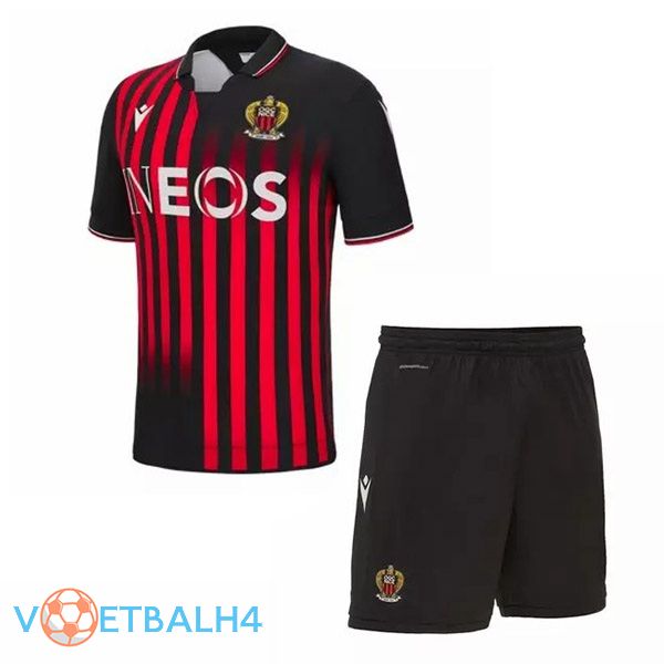 OGC Nice kinderen voetbal jersey thuis rood zwart 2022/2023