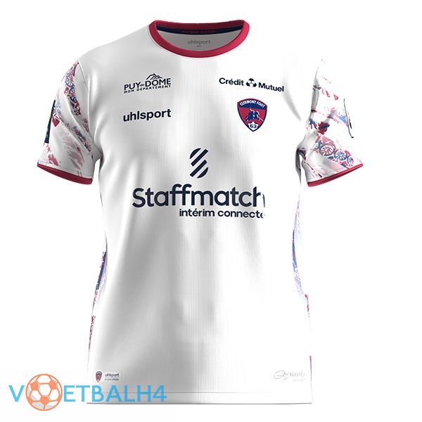 Clermont Foot 63 voetbal jersey uit wit 2023/2024