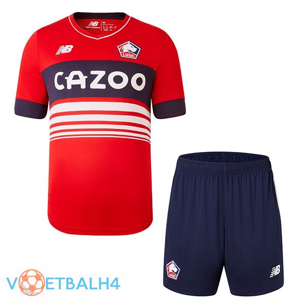 Lille OSC kinderen voetbal jerseys thuis rood 2022-2023