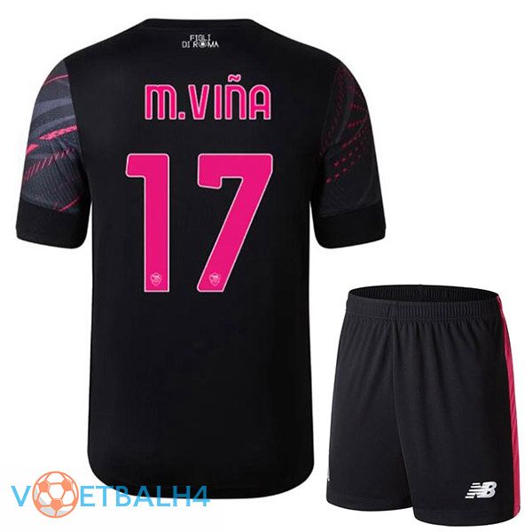 AS Roma (M.VIÑA 17) kinderen voetbal jerseys derde zwart 2022-2023