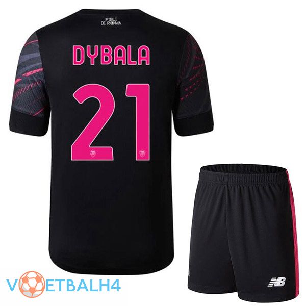 AS Roma (DYBALA 21) kinderen voetbal jerseys derde zwart 2022-2023