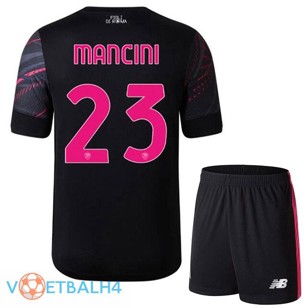 AS Roma (MANCINI 23) kinderen voetbal jerseys derde zwart 2022-2023