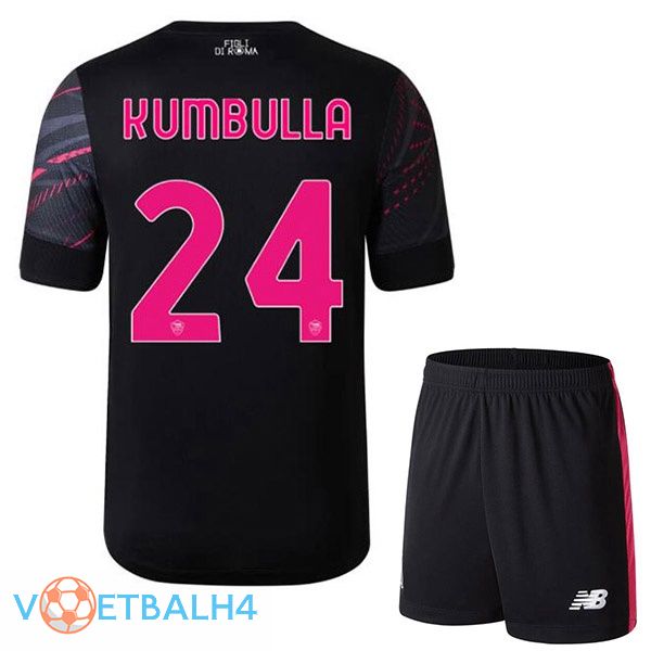 AS Roma (KUMBULLA 24) kinderen voetbal jerseys derde zwart 2022-2023