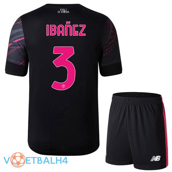 AS Roma (IBAÑEZ 3) kinderen voetbal jerseys derde zwart 2022-2023