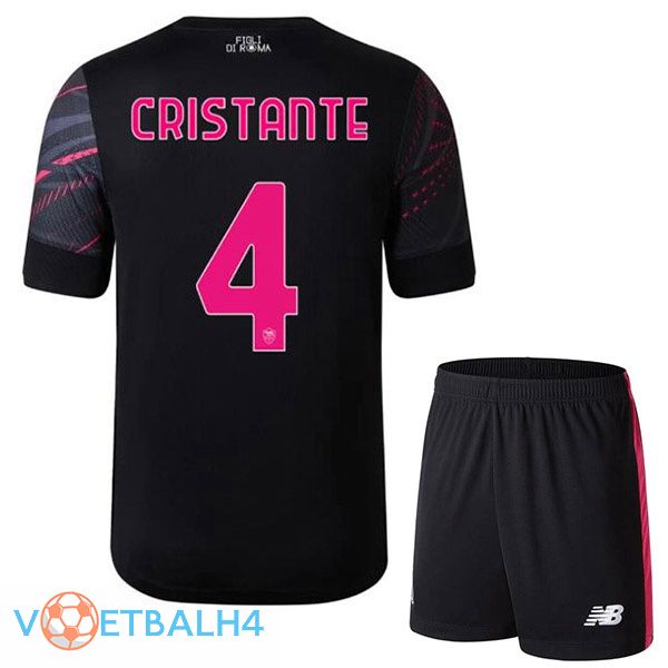 AS Roma (CRISTANTE 4) kinderen voetbal jerseys derde zwart 2022-2023