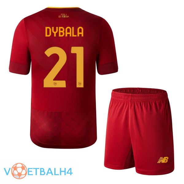 AS Roma (DYBALA 21) kinderen voetbal jersey thuis rood 2022/2023