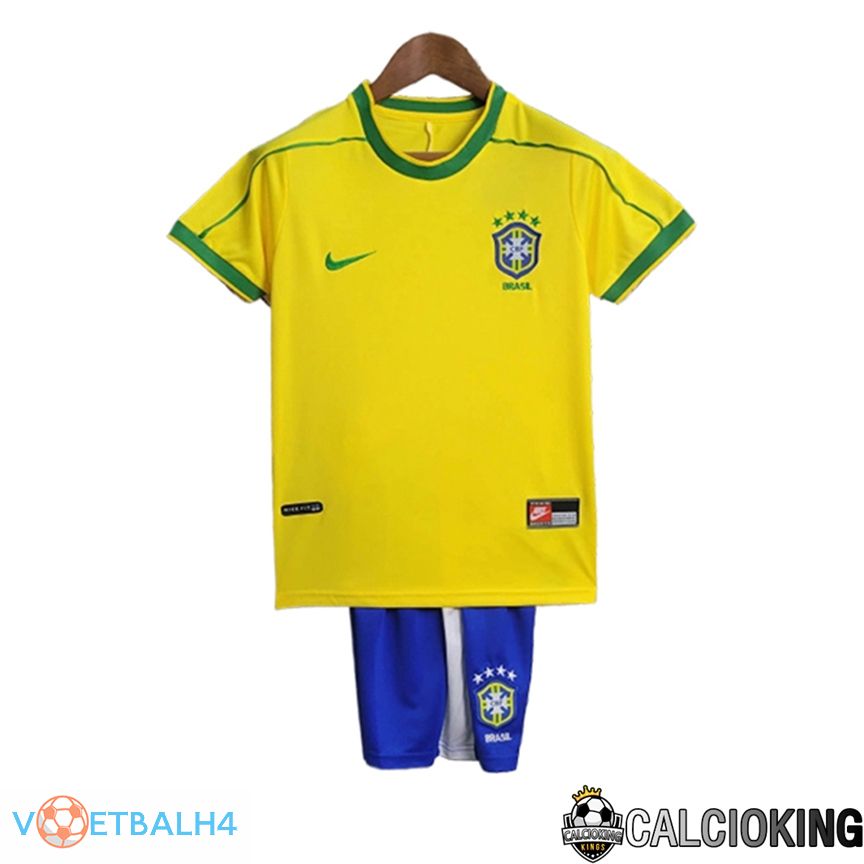 Brazilië Retro kinderen voetbal jersey thuis 1998