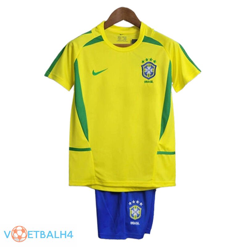 Brazilië Retro kinderen voetbal jersey thuis 2002