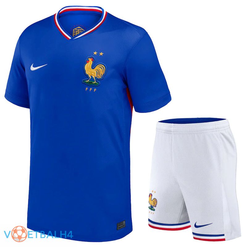 Frankrijk thuis voetbal jersey + korte broek Kit 2024/2025