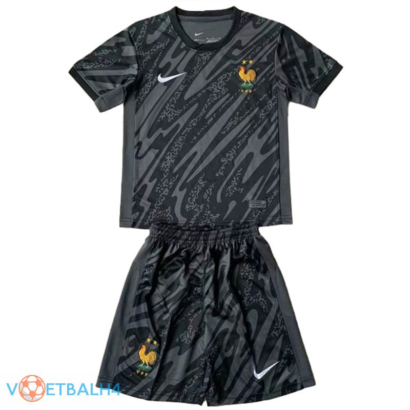 Frankrijk kinderen doelman voetbal jersey zwart 2024/2025