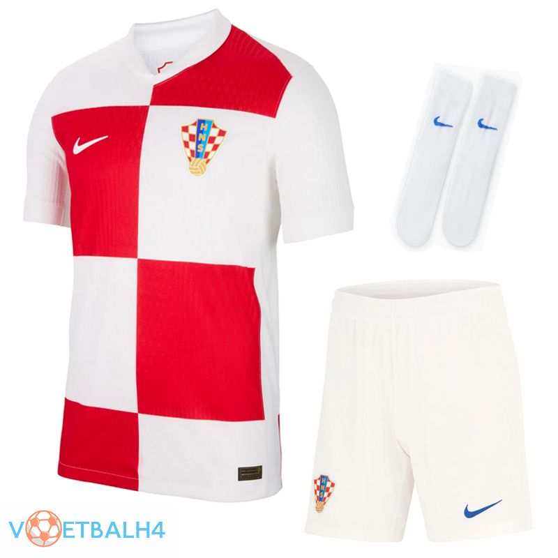 Kroatië thuis voetbal jersey (korte broek + soks) Kit 2024/2025