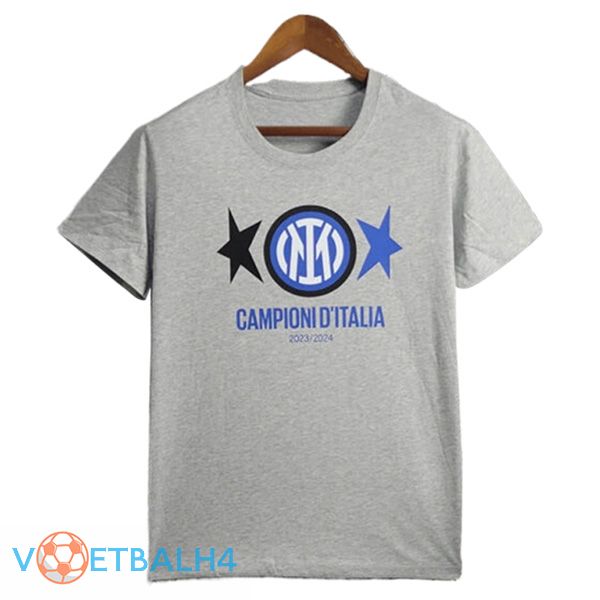 Inter Milan voetbal jersey T-Shirt Kampioen 2 grijs 2023/2024