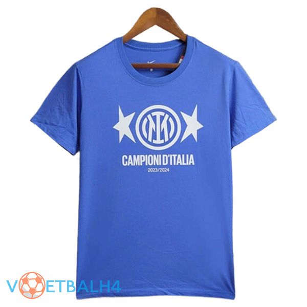 Inter Milan voetbal jersey T-Shirt Kampioen 2 blauw 2023/2024