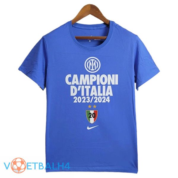 Inter Milan voetbal jersey T-Shirt Kampioen blauw 2023/2024