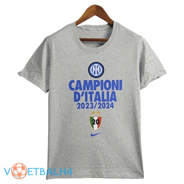 Inter Milan voetbal jersey T-Shirt Kampioen grijs 2023/2024