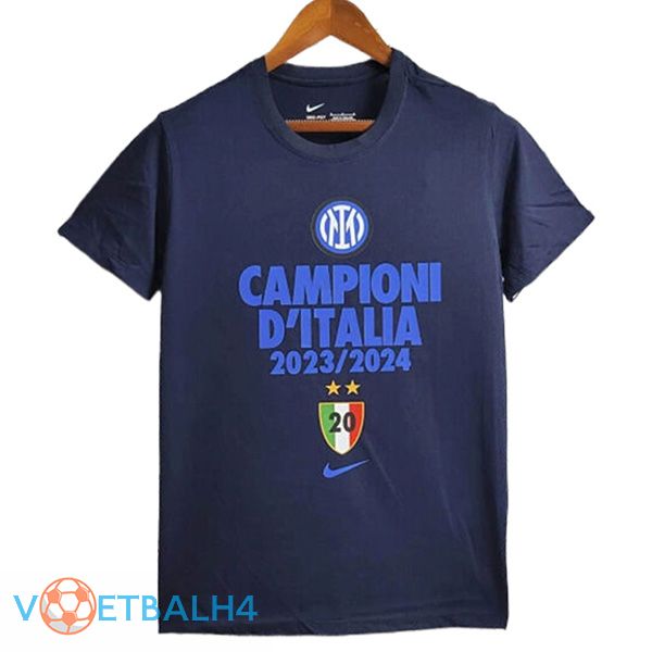 Inter Milan voetbal jersey T-Shirt Kampioen blauw Marine 2023/2024