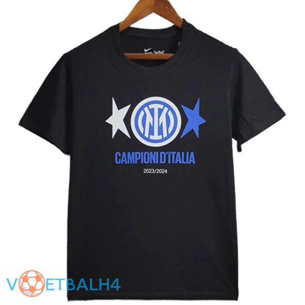 Inter Milan voetbal jersey T-Shirt Kampioen 2 zwart 2023/2024